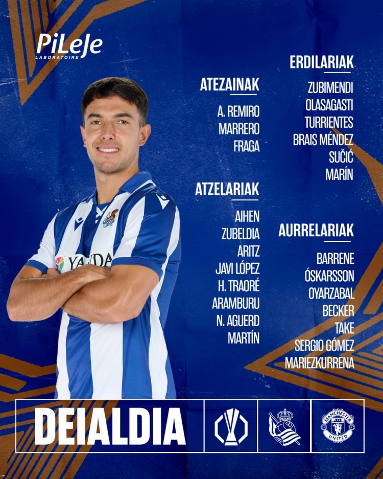 皇社歐聯(lián)戰(zhàn)曼聯(lián)名單：祖比門迪、奧亞薩瓦爾、久保建英在列